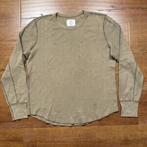 Buck Mason Field Spec T Shirt Men M Tan Long Sleeve Crewneck Cotton Heavyweight